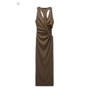 Midi dress cut out sleeveless tobacco brown color